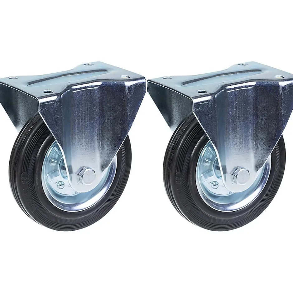 Roulette 160mm 6" à bandage caoutchouc, fixe, forte capacité de 300kg, jeu de 2^Parnells Discount