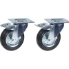 Roulette 200mm 8" à bandage caoutchouc, pivotante avec frein, forte capacité de 400kg, jeu de 2^Parnells New
