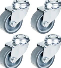 Roulette 50mm 2" à bandage caoutchouc gris, pivotante, capacité 160kg, jeu de 4^Parnells