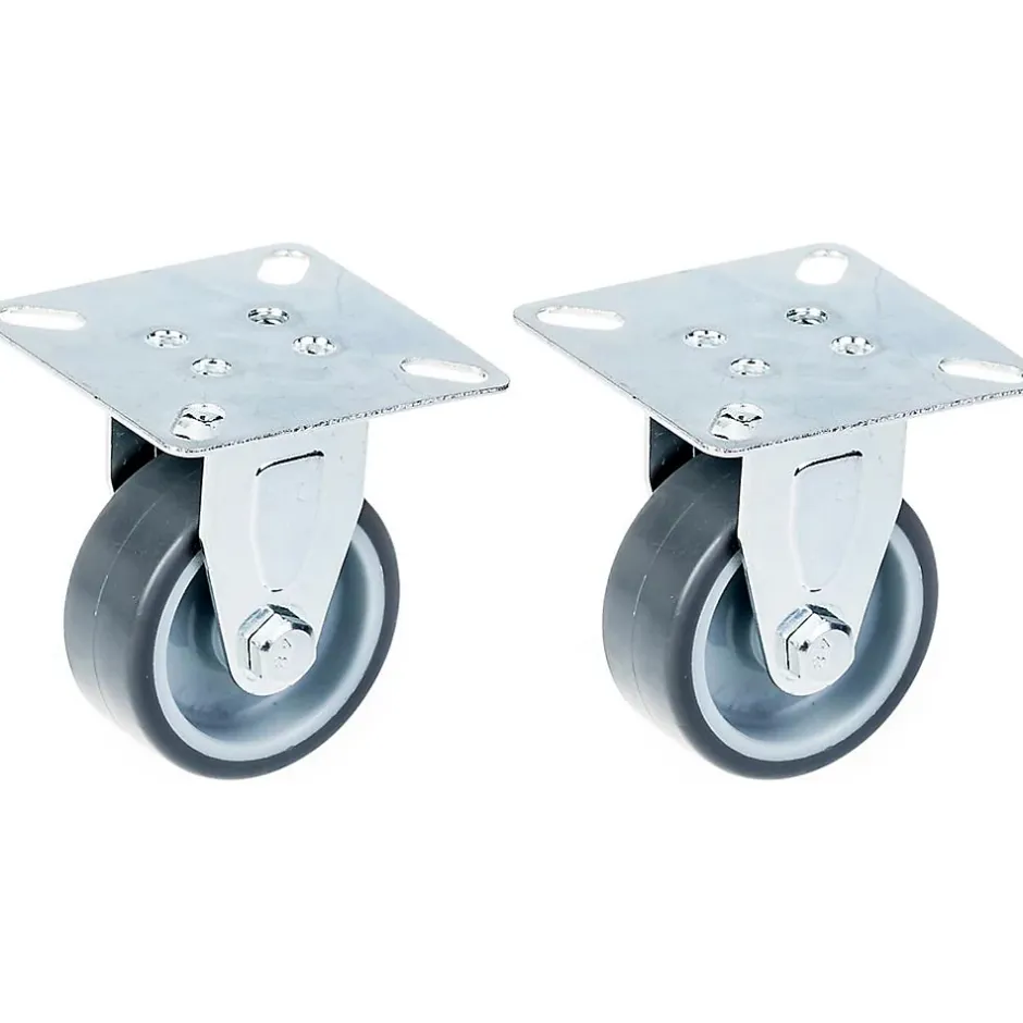 Roulette 50mm 2" à bandage caoutchouc gris, fixe, capacité 80kg, jeu de 2^Parnells New