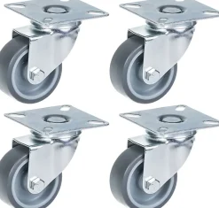 Roulette 50mm 2" à bandage caoutchouc gris, pivotante, capacité 160kg, jeu de 4-Parnells Clearance