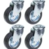 Roulette 100mm 4" à bandage caoutchouc, pivotante, forte capacité de 360kg, jeu de 4^Parnells Outlet
