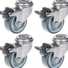 Roulette 50mm 2" en acier inoxydable caoutchouc gris, pivotante avec frein, 160kg, jeu de 4-Parnells Clearance