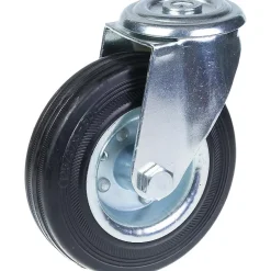 Roulette pivotante de 125 mm avec caoutchouc noir sur roue centrale en acier embouti^Parnells Best