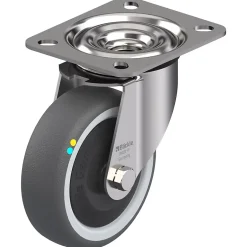 Roulette pivotante de 100 mm en acier inoxydable avec thermoplastique gris conducteur d'électricité.-Parnells New