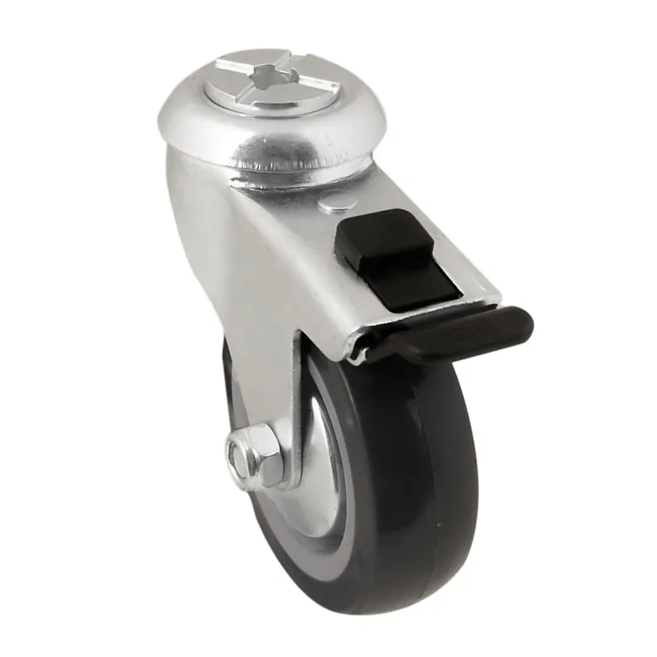 Roulette pivotante grise ø7.5 cm avec freins, charge max 60 kg^ Online