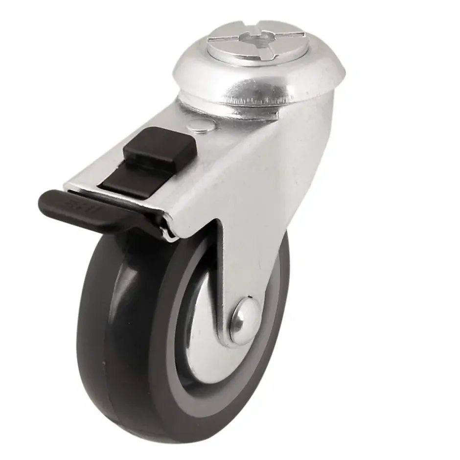 Roulette pivotante grise ø7.5 cm avec freins, charge max 60 kg^ Online