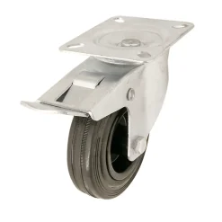 Roulette pivotante noire ø10 cm avec freins, charge max 75 kg^ Clearance