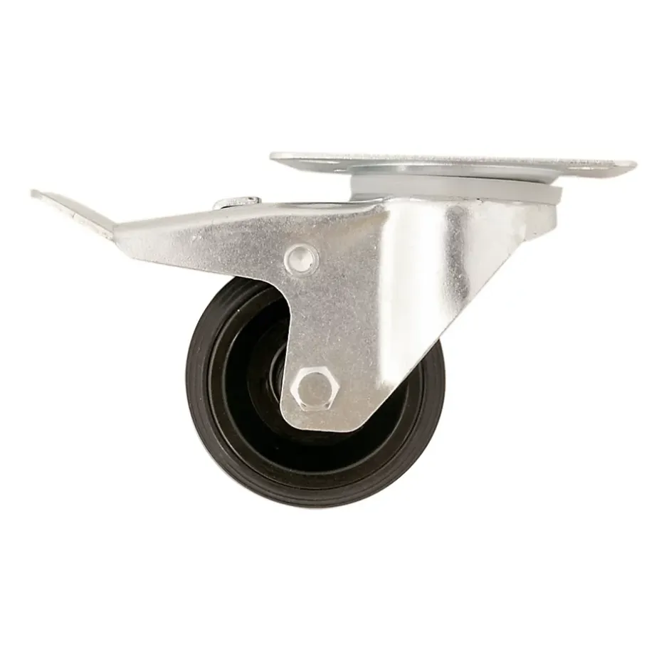 Roulette pivotante noire ø8 cm avec freins, charge max 70 kg-