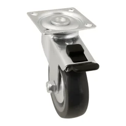 Roulette pivotante sur plaque grise ø7.5 cm avec freins, charge max 60 kg- Hot