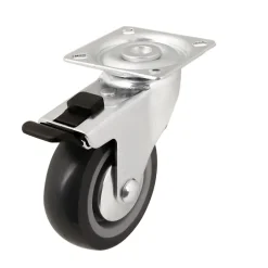 Roulette pivotante sur plaque grise ø7.5 cm avec freins, charge max 60 kg- Hot
