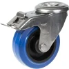 Roulette pivotante/frein de 100 mm en acier inoxydable avec caoutchouc élastique bleu sur centre en nylon^Parnells Outlet
