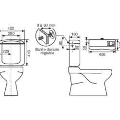 Réservoir WC - BI FLO - - Double débit - Bas-Regiplast New