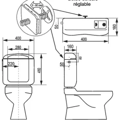 Réservoir WC - REGILUX - - Simple débit - Bas-Regiplast Clearance