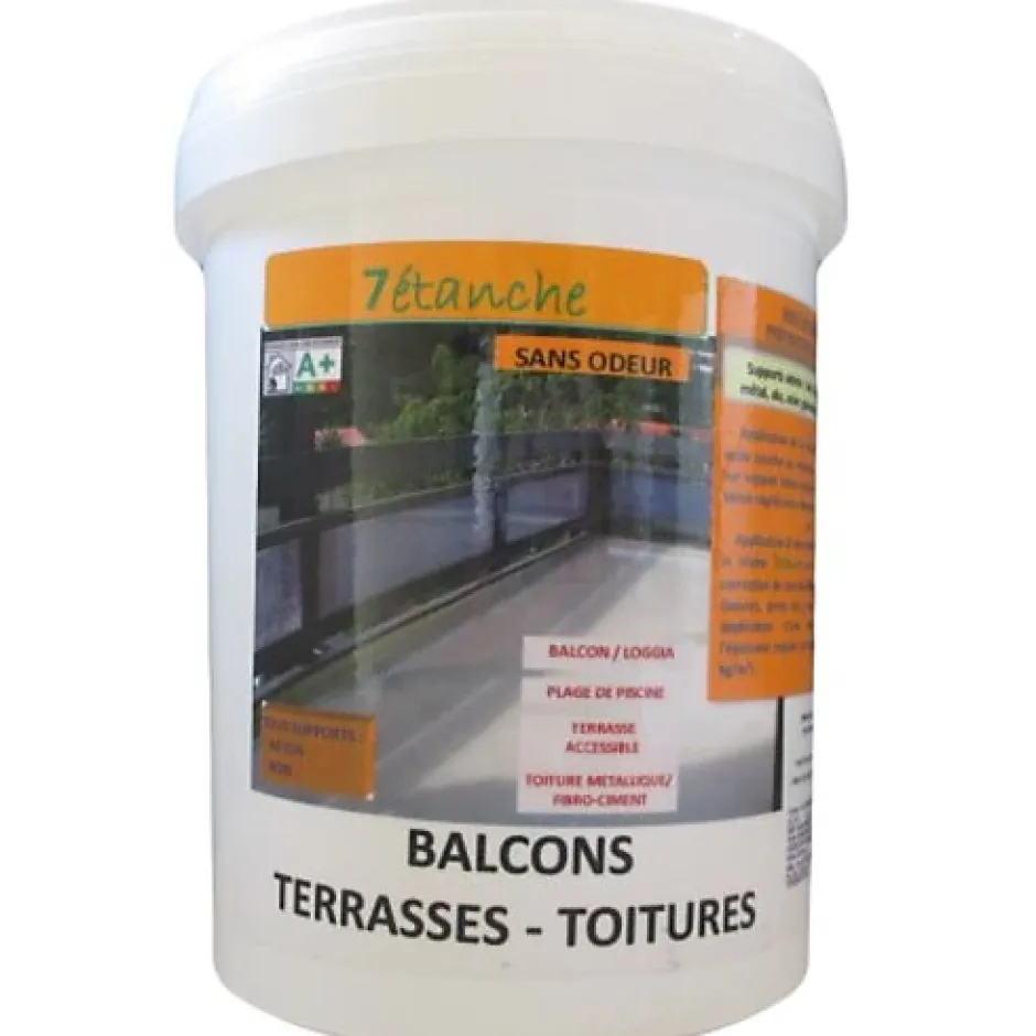 Résine d'étanchéité pour Balcons - Terrasses - Toitures - Gris - 5Kg-7étanche New