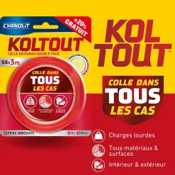 Ruban adhésif double face Koltout Express 3 m x 19 mm + 20%^Cyanolit