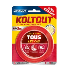Ruban adhésif double face Koltout Express 3 m x 19 mm + 20%^Cyanolit