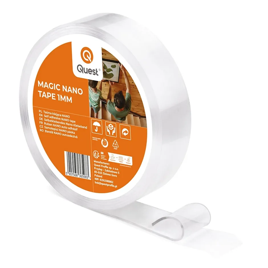 Ruban adhésif double face nano gel 30mm x 5 m, 1mm^Quest Clearance