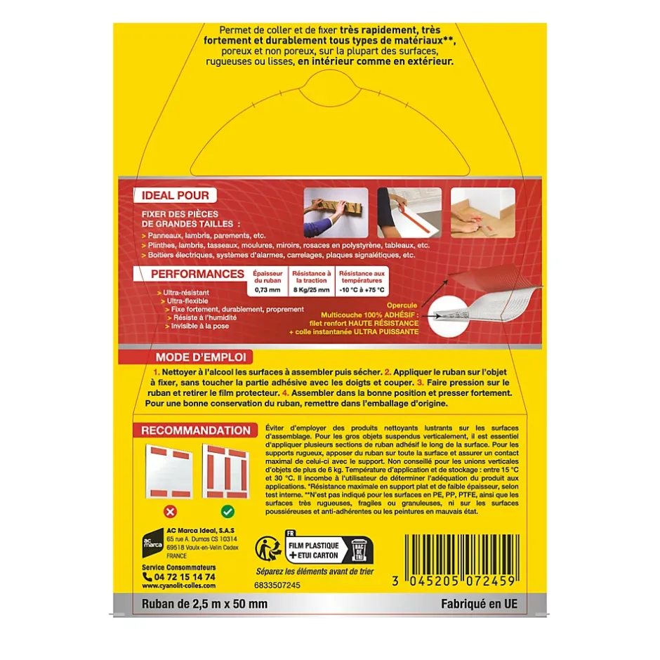 Ruban adhésif double face Koltout Express 48 mm x 18 mm - 10 pièces^Cyanolit Sale