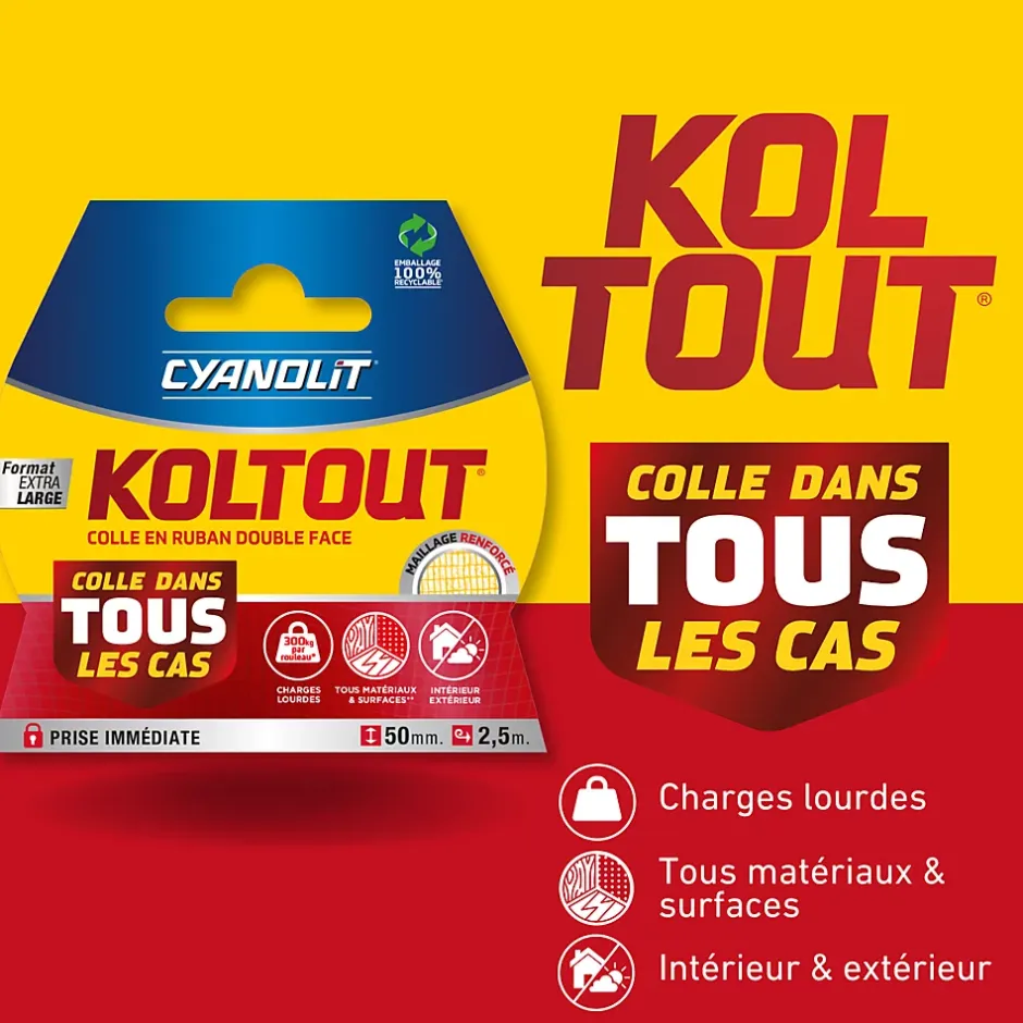 Ruban adhésif double face Koltout Express 48 mm x 18 mm - 10 pièces^Cyanolit Sale