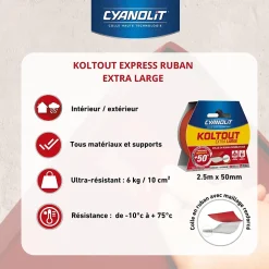 Ruban adhésif double face Koltout Express 48 mm x 18 mm - 10 pièces^Cyanolit Sale