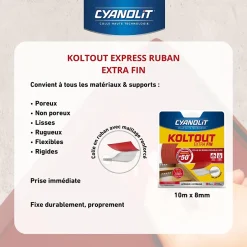 Ruban colle Koltout extra fin h. 8 mm x l. 10 m-Cyanolit Clearance