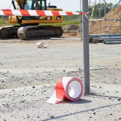 Ruban de chantier rouge & blanc 50 mm x 100 m^Diall Discount