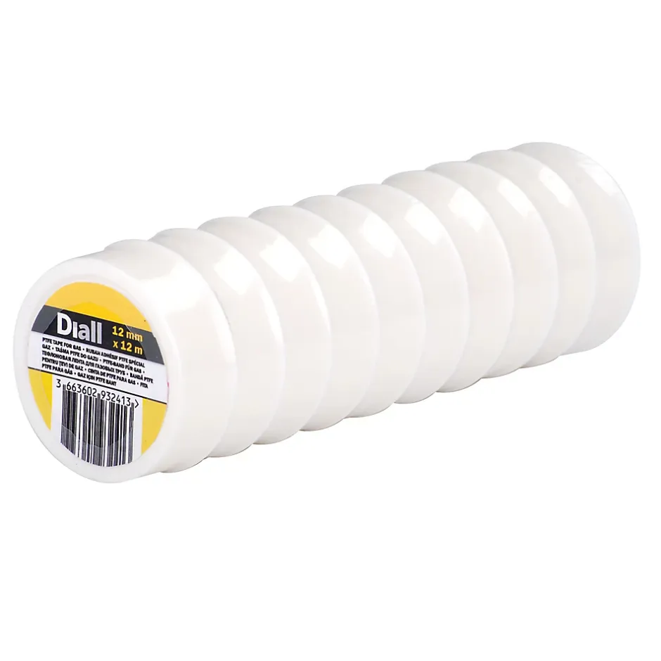 Ruban PTFE 12 mm x 12 m x 0,076 mm, 10 pièces^Diall