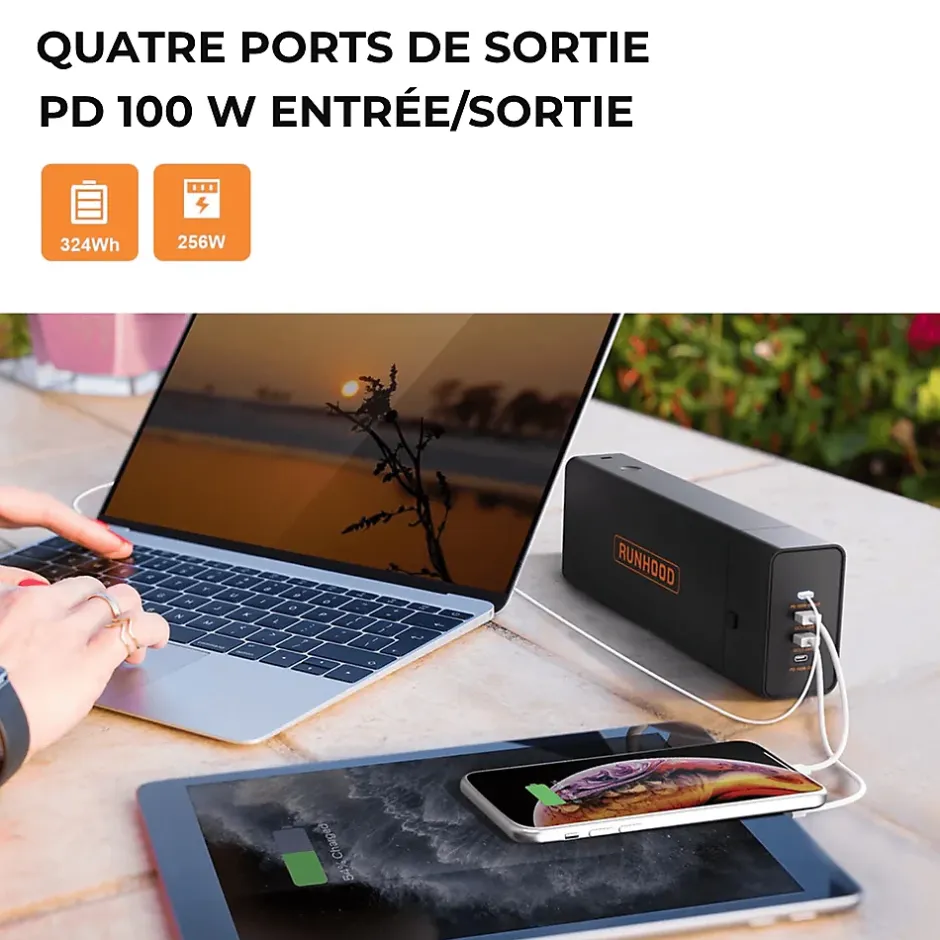EB324 - Batterie Portable 324 Wh + Onduleur AC 80 W - Modulaire-Runhood Discount