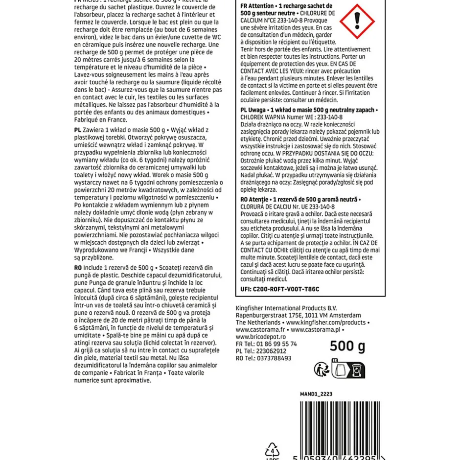 Sachet absorbeurs d'humidité 20m² 500g- Online