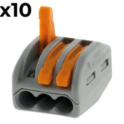 Sachet de 10 bornes 3 entrées série 222 --Wago New