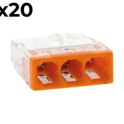 Sachet de 20 bornes 3 entrées série 2273 -^Wago Discount