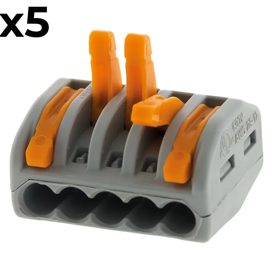 Sachet de 5 bornes 5 entrées série 222 -^Wago Discount