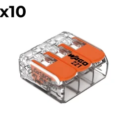 Sachet de 10 bornes 3 entrées série 221 -^Wago