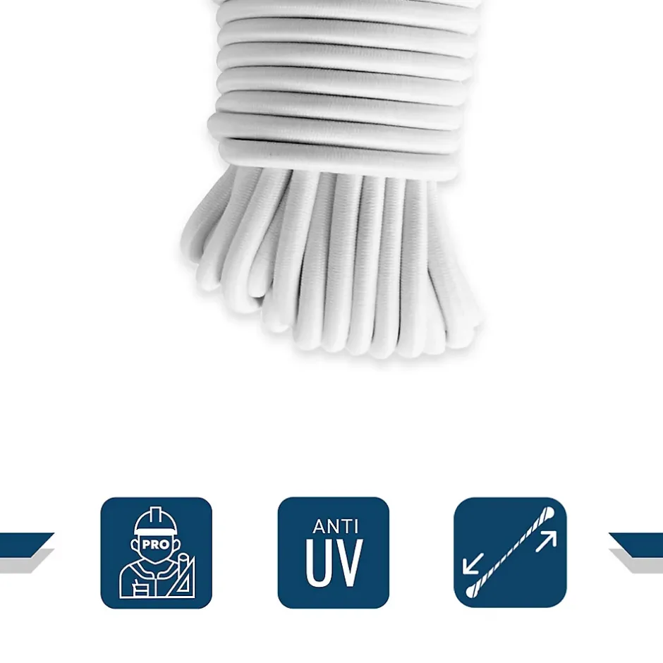 Sandow élastique Blanc 30 mètres - Qualité PRO 9SW - Tendeur pour bâche de diamètre 9 mm^Tecplast Best