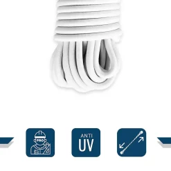 Sandow élastique Blanc 15 mètres - Qualité PRO 9SW - Tendeur pour bâche de diamètre 9 mm-Tecplast Online