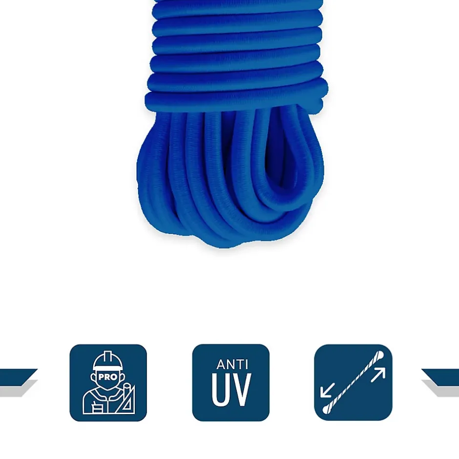 Sandow élastique Bleu 15 mètres - Qualité PRO 9SW - Tendeur pour bâche de diamètre 9 mm^Tecplast