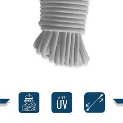 Sandow élastique Gris 90 mètres - Qualité PRO 9SW - Tendeur pour bâche de diamètre 9 mm-Tecplast Outlet