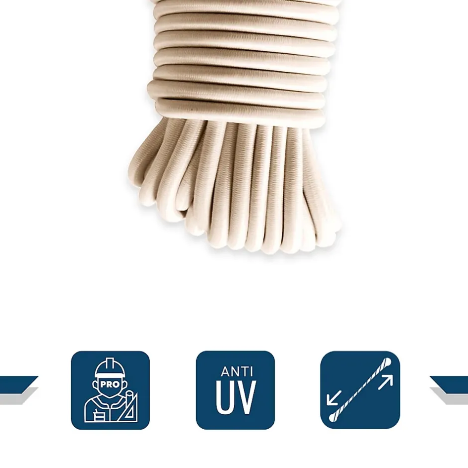 Sandow élastique Ivoire 30 mètres - Qualité PRO 9SW - Tendeur pour bâche de diamètre 9 mm-Tecplast