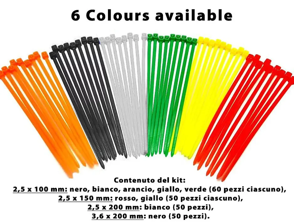 Serre-câbles de couleur en nylon, différentes tailles - 500 pièces assorties^Velamp Clearance
