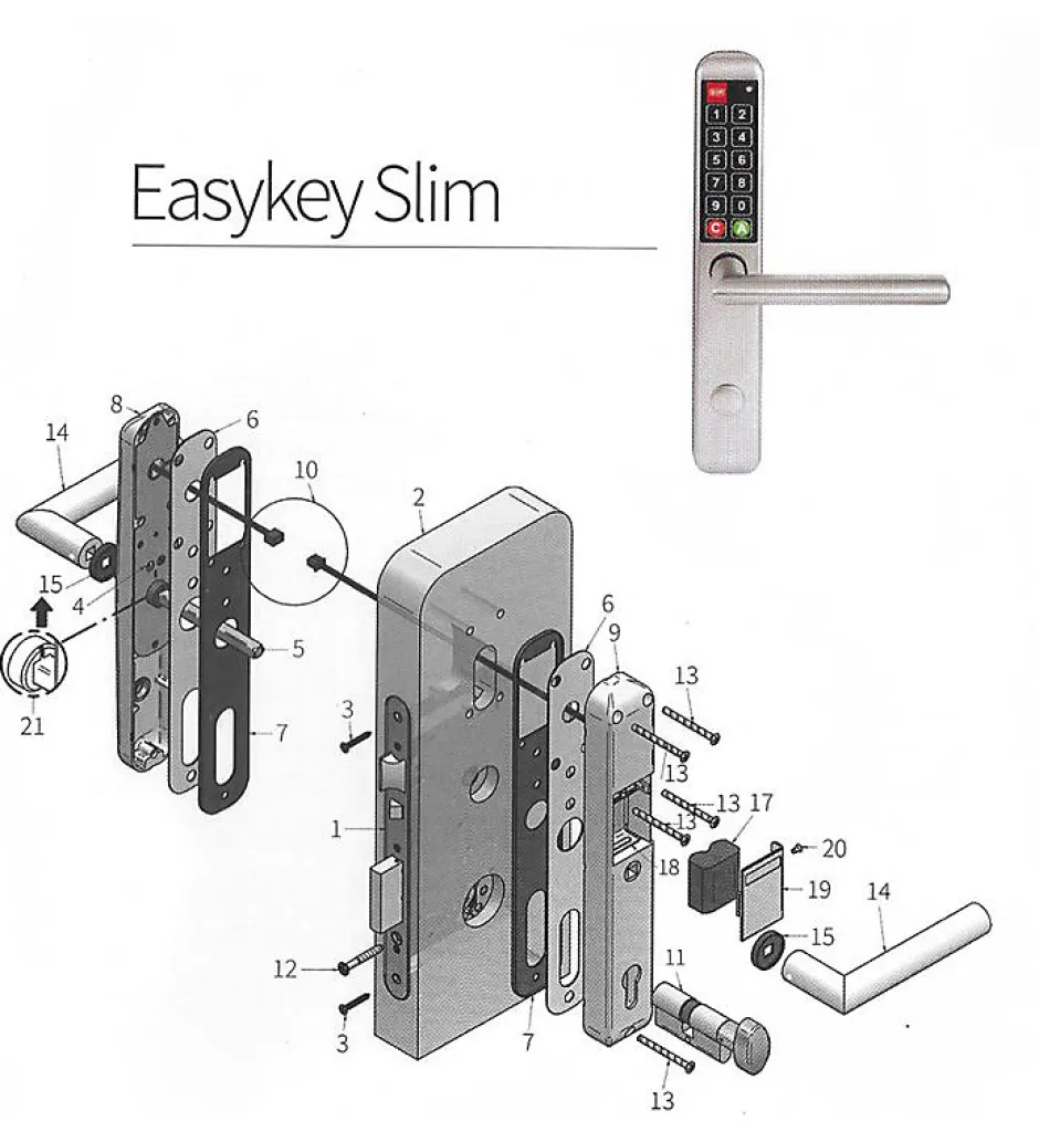 Serrure à code électronique Easykey Slim DOM - Entraxe 70 mm - XS40SD7DL-10^Metalux Clearance
