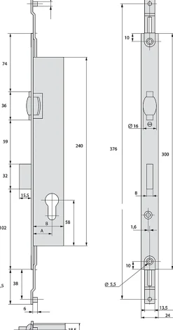 Serrure à encastrer 3 points série 2274 - STREMLER Argent 18,5^Stremler Assa Abloy New