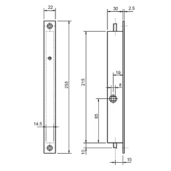 Serrure à encastrer 2 points à levier coffre 32/30 axe 22,5mm - - F132305000-Metalux Clearance