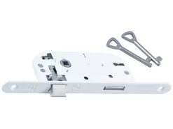 Serrure à encastrer bout rond blanc axe 40 mm^Bricard Outlet