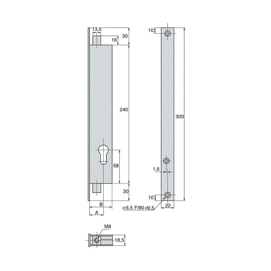Serrure à larder 2 points à engrénage variaxe 39mm - STREMLER - 2271.39.0-Stremler Assa Abloy New