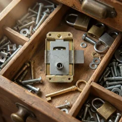 Serrure à patte axe 25 l. 45 mm x H. 50 mm x ep. 10 mm acier laitonné-Diall