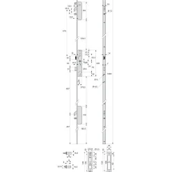 Serrure 3 points TF3 à pêne crochet et pêne dormant de coffre 45mm têtières en U 24x6mm - STREMLER - 6470.45.0B-Stremler Assa Abloy Online