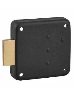 Serrure de meuble en applique pour porte d'ameublement, gauche, axe 40mm, 70x70mm, noir, 3 clés -^Thirard Hot