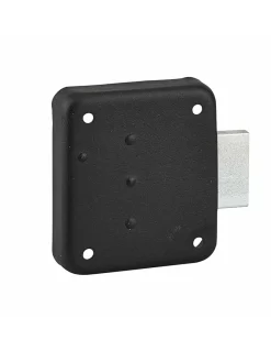 Serrure de meuble en applique pour porte d'ameublement, droite, axe 35mm, 70x60mm, noir, 3 clés --Thirard Best