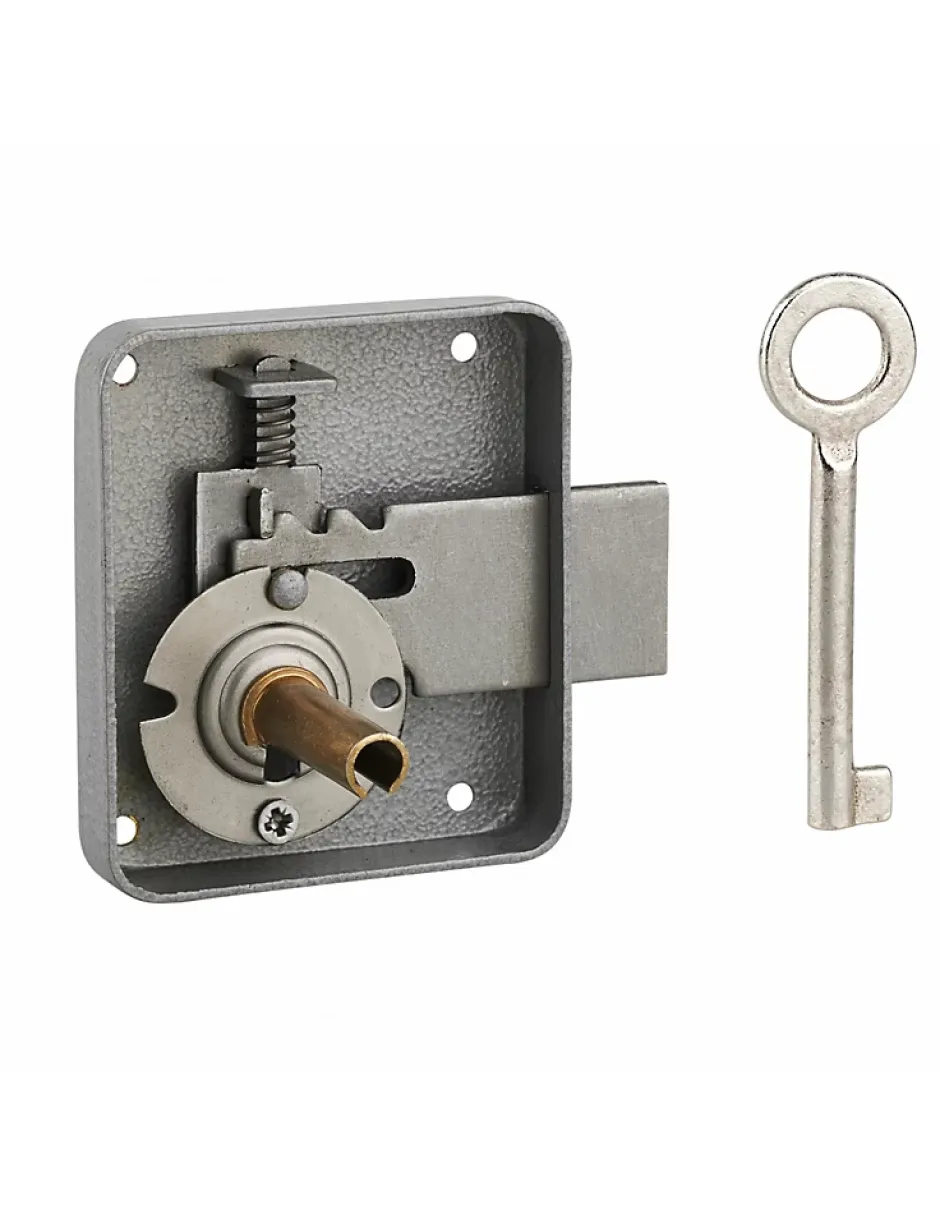 Serrure de meuble Paris pour porte d'ameublement, gauche, axe 40mm, 65x70mm, gris, 1 clé -^Thirard Sale